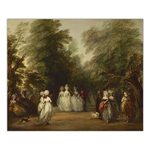 DNJKSA Thomas Gainsborough 《The Mall in Saint James's Park》 Lienzo Pintura al óleo   Impresión en   Lienzo Obra de Arte Póster Imagen Decoración de la Pared Decoración para el hogar-60x80cm Sin Marco