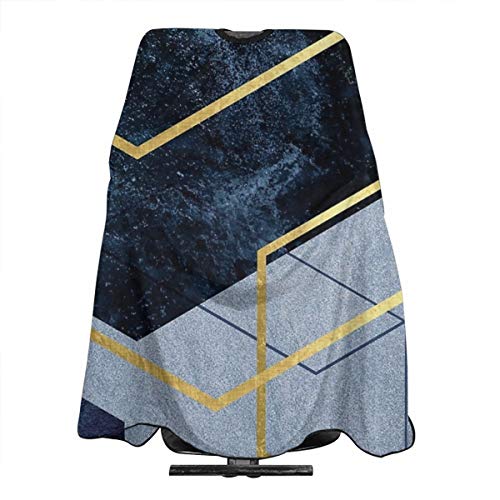 Dnwha Delantal Profesional Azul Marino y Dorado Geo de peluquería, Chal de poliéster de 55 x 66 Pulgadas, Apto para barbería o casa