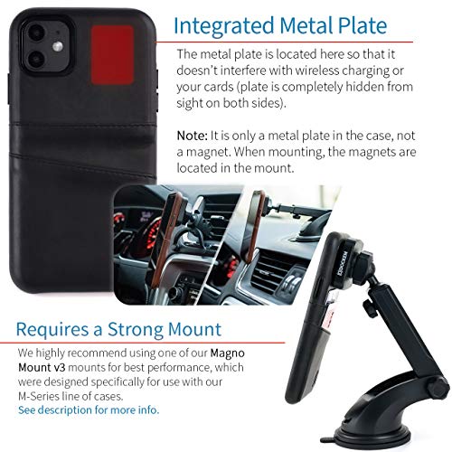Dockem Exec M2 Funda Cartera para iPhone 11 (6.1): Funda Tarjetero Slim con Placa de Metal Integrada para Soporte Magnético: Serie M [Negro]