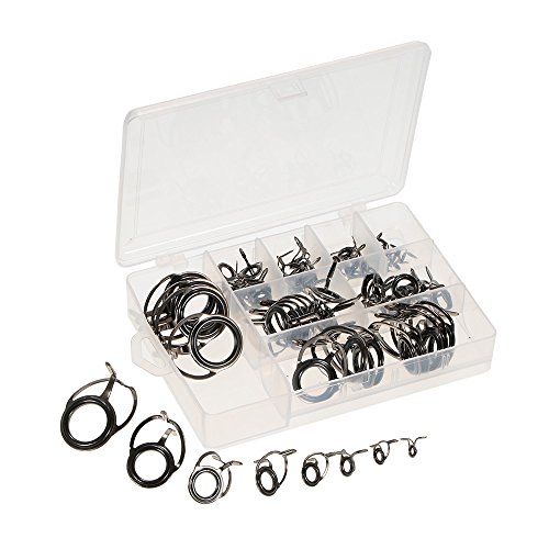 Docooler 75pcs Juego de mar caña de Pescar Guía Punta Kit De Reparación De caña de Pescar Piezas construcción de Acero Inoxidable para Agua Salada Agua Dulce