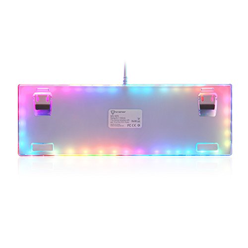 Docooler MOTOSPEED K87S Teclado mecánico para Juegos Teclado USB con Cable RGB Personalizado LED Retroiluminado con 87 Teclas（ Blanco + Interruptor Azul）