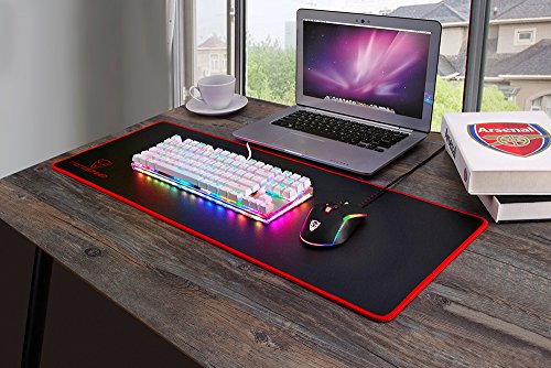 Docooler MOTOSPEED K87S Teclado mecánico para Juegos Teclado USB con Cable RGB Personalizado LED Retroiluminado con 87 Teclas（ Blanco + Interruptor Azul）