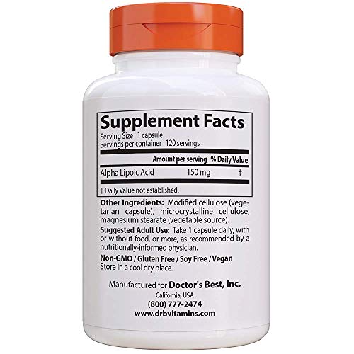 Doctor's Best Alpha Lipoic Acid, 150mg - 120 vcaps 120 unidades 110 g