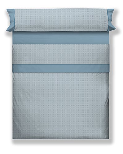 DON ALGODÓN Loft Juego de Sábanas Cama, Algodón, Azul, 90x200x30 cm