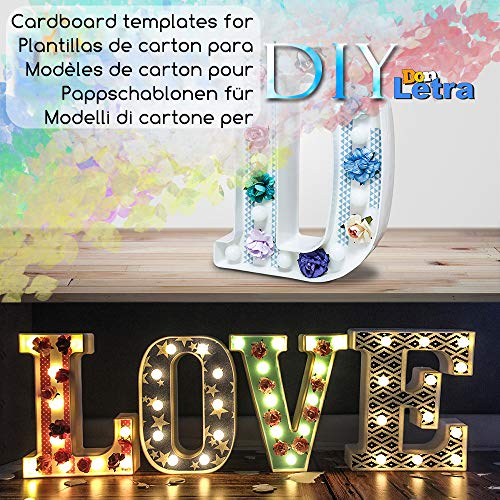 DON LETRA Letras Luminosas Decorativas con Luces LED, Letras del Alfabeto A-Z, Altura de 22cm, Color Blanco - Letra E