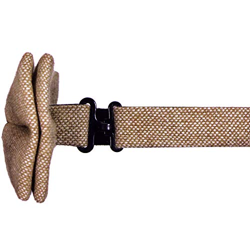 DonDon Pajarita de algodón para hombre de 12 x 6 cm ajustable y lista para usar - marrón claro - blanco