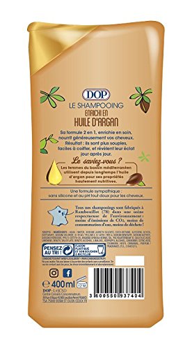 Dop – Champú muy suave 2 en 1, con aceite de argán para cabello mediterráneo seco o rizado – Juego de 3 unidades de 400 ml