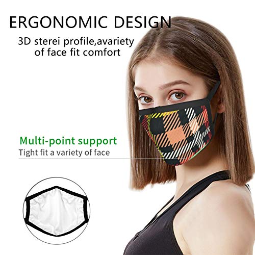 Douglas - Máscara de tela con bufanda elástica para orejas, lavable, reutilizable, transpirable, para la nariz, color negro