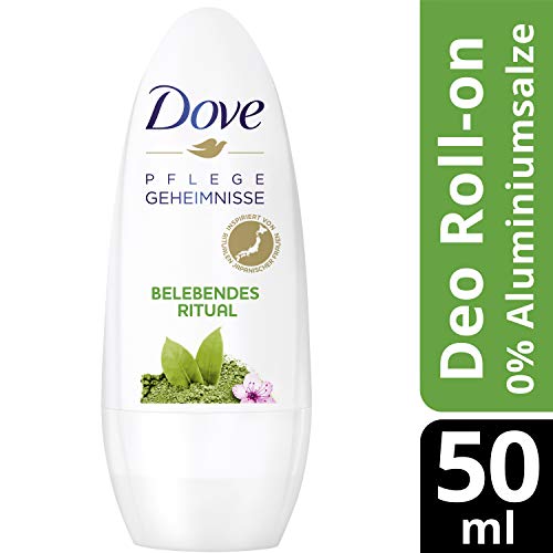 Dove – Cuidado secretos revitalizante ritual té verde y flor de cerezo 0% desodorante Roll-On, 6 unidades (6 x 50 ml)