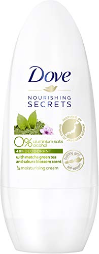 Dove – Cuidado secretos revitalizante ritual té verde y flor de cerezo 0% desodorante Roll-On, 6 unidades (6 x 50 ml)