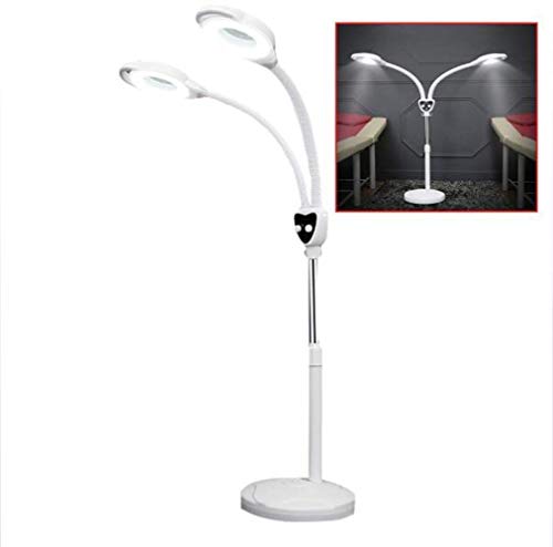 Dpliu Nail 8X de Doble Cabezal LED del salón de Belleza de luz fría Iluminación Comercial Lámpara de Aumento de Cristal de la lámpara sin Sombra de Ojos Belleza Lámpara de pie con Polea y regul