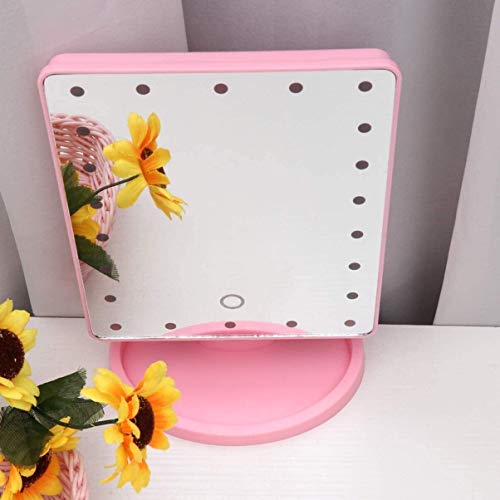 Dpliu USB de Maquillaje Espejo de baño con Leds de luz de la Pantalla táctil portátil Encendido for Arriba del Espejo cosmético Bandeja de Almacenamiento con for el hogar del Recorrido