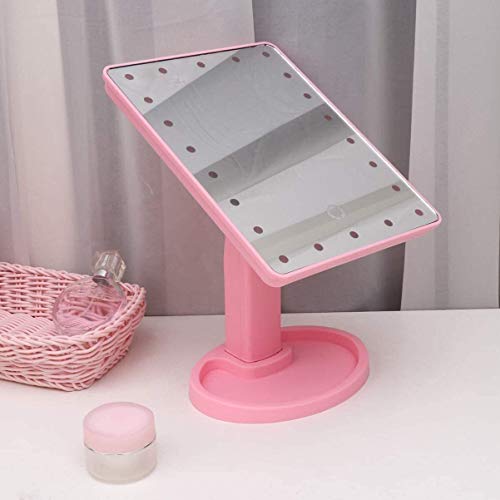 Dpliu USB de Maquillaje Espejo de baño con Leds de luz de la Pantalla táctil portátil Encendido for Arriba del Espejo cosmético Bandeja de Almacenamiento con for el hogar del Recorrido