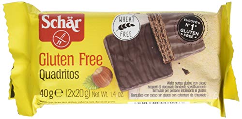 DR. SCHAR - Snack Quadritos Con Chocolate Sin Gluten Paquete 40 Gr