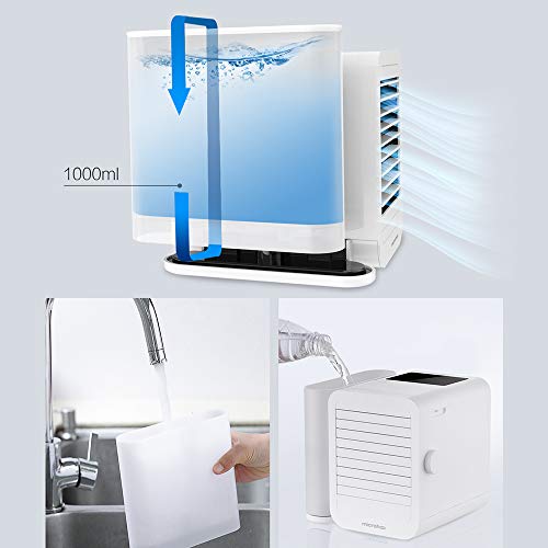 Dreame Aircooler - Ventilador de aire acondicionado para escritorio, pequeño enfriador de aire personal USB, humidificador, refrigeración con mango portátil para Home Room Office