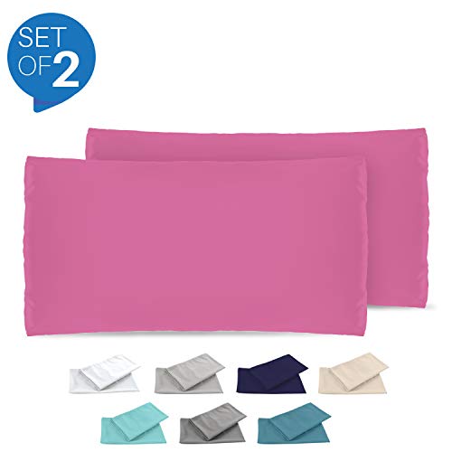 Dreamzie - Set de 2 x Funda de Almohada 50x80 cm, Rosa, Microfibra (100% Poliéster) - Fundas de Almohadas Hipoalergénica - Fundas de Cojines de Calidad con una Suavidad Incomparable