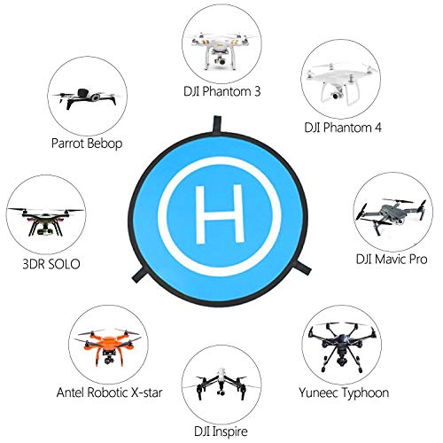 Drone Landing Pad, WisFox Universal Waterproof D 75 cm / 30 '' Pads portátiles de aterrizaje plegables para RC Drones Helicopter, PVB Drones, DJI Mavic Pro Phantom 2/3/4 Pro, Antel Robotic