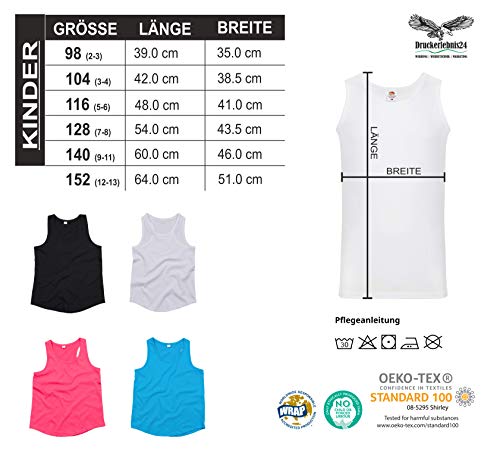 Druckerlebnis24 - Camiseta de tirantes unisex para niños y niñas, diseño de palmeras de flamenco rosa 128