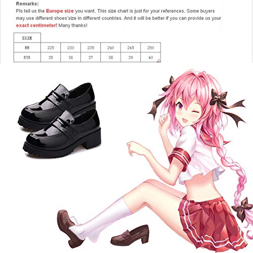 DuHLi Cute Lolita Girl Women Maid Boots Zapatos de Cuero con Punta Redonda Japón JK High School Uniforme Kawaii Sneakers Anime Cosplay,36