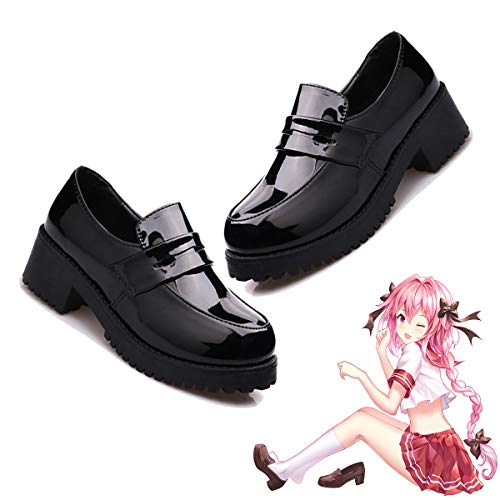 DuHLi Cute Lolita Girl Women Maid Boots Zapatos de Cuero con Punta Redonda Japón JK High School Uniforme Kawaii Sneakers Anime Cosplay,36