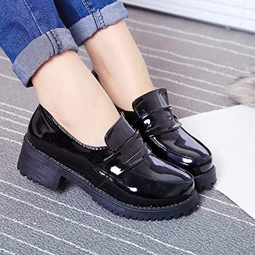 DuHLi Cute Lolita Girl Women Maid Boots Zapatos de Cuero con Punta Redonda Japón JK High School Uniforme Kawaii Sneakers Anime Cosplay,38
