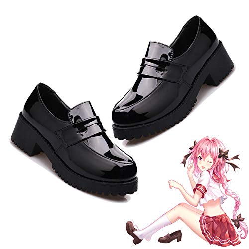 DuHLi Cute Lolita Girl Women Maid Boots Zapatos de Cuero con Punta Redonda Japón JK High School Uniforme Kawaii Sneakers Anime Cosplay,38