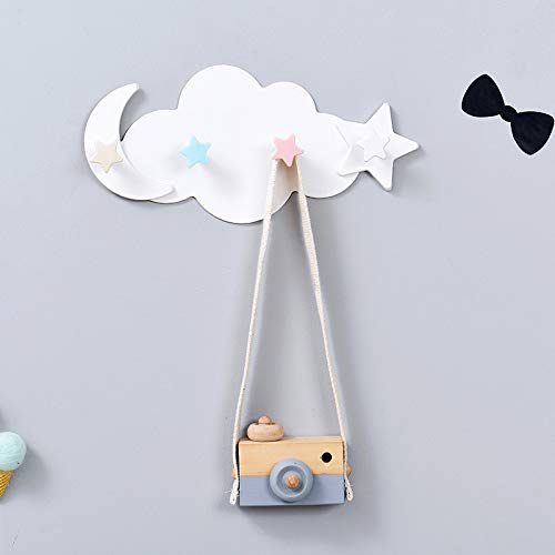 Duradera de accesorios de baño montado en la pared titular de la clave de la estrella de la luna nube de gancho en forma de puerta de uñas gratis 4 ganchos a prueba de humedad multi funcional gancho