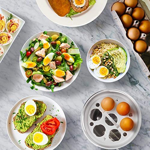 Duronic EB35 Cocedor de Huevos Eléctrico 350W con Capacidad de 1 a 7 Huevos Cocidos, Duros, Mollet y Pasados por Agua, 2 Tipos de Huevos a la Vez