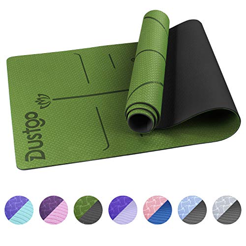 Dustgo 【Promoción】 Esterilla Yoga Colchoneta de Yoga Antideslizante con Material ecológico TPE con líneas corporales Yoga Mat diseñado para Entrenamiento y Entrenamiento físico