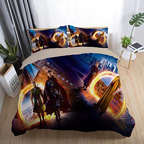 Duvet Cover Sets 3D Doctor Strange Printing Christmas Child Adult Bedding Set 100% Polyester Duvet Cover 3 Pieces with 2 Pillowcases L-US King264*228cm