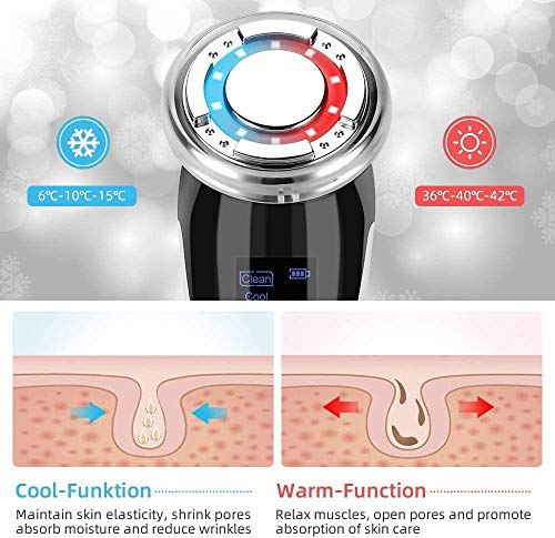 DXDUI Masaje reafirmante, Levantamiento Facial del frío/Calor Piel EMS + Massager Rojo/Azul Arrugas Anti-envejecimiento de la luz