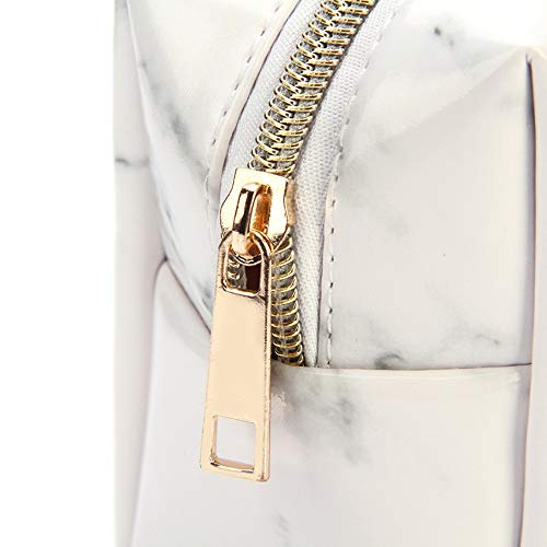 DXIA 2 Piezas Bolso Cosmético de Mármol, Bolso Portátil del Lavado del Viaje, Bolso Cosmético de Gran Capacidad del Almacenaje, Bolso Cosmético de PU con Cierre de Cremallera para Mujeres y Niñas
