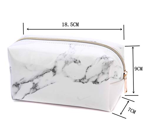 DXIA 2 Piezas Bolso Cosmético de Mármol, Bolso Portátil del Lavado del Viaje, Bolso Cosmético de Gran Capacidad del Almacenaje, Bolso Cosmético de PU con Cierre de Cremallera para Mujeres y Niñas