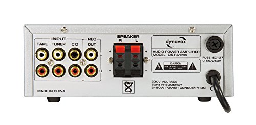 Dynavox CS-PA 1MK - Amplificador de audio (2.0, 50 W, 20 - 30000 Hz, 6.3 mm, 230 V), color plateado