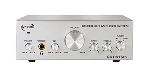 Dynavox CS-PA 1MK - Amplificador de audio (2.0, 50 W, 20 - 30000 Hz, 6.3 mm, 230 V), color plateado