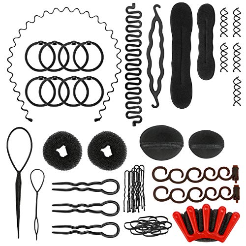 E-More 25pcs Accesorios de Peinado, Herramientas Accesorios Hacedor Braid Cabello Trenzado Peinado Clip Herramientas para Diseño de Espuma para Niñas Mujeres con pelo DIY