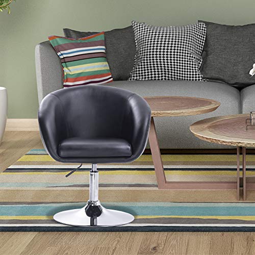 E-starain 1x Taburete de Bar Regulable en Altura Taburete Giratorio con Respaldo Cuero Sintético Sillas Oficina para Peluquería Negro