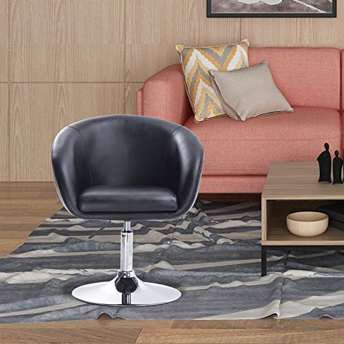 E-starain 1x Taburete de Bar Regulable en Altura Taburete Giratorio con Respaldo Cuero Sintético Sillas Oficina para Peluquería Negro