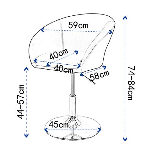 E-starain 1x Taburete de Bar Regulable en Altura Taburete Giratorio con Respaldo Cuero Sintético Sillas Oficina para Peluquería Negro