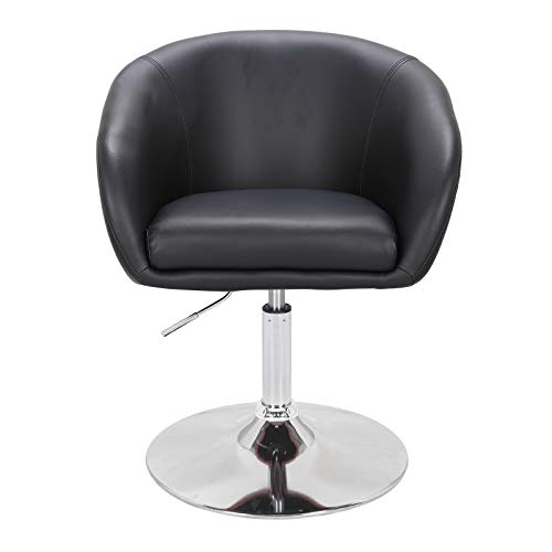 E-starain 1x Taburete de Bar Regulable en Altura Taburete Giratorio con Respaldo Cuero Sintético Sillas Oficina para Peluquería Negro
