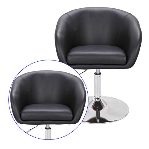 E-starain 1x Taburete de Bar Regulable en Altura Taburete Giratorio con Respaldo Cuero Sintético Sillas Oficina para Peluquería Negro
