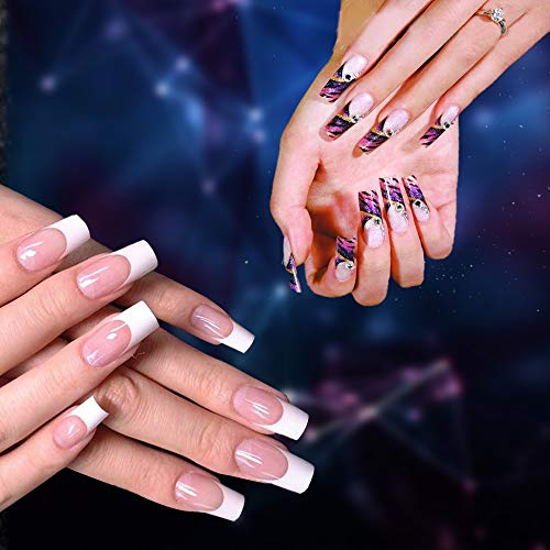 Ealicere 500 Piezas de Uñas Falsa Artificial Transparente 10 Tamaños Cubierta Completa Puntas Fake Art Nails Natural Francés Nails Tips