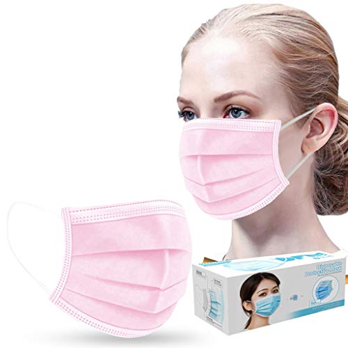 Earleye0 100 PC 3 Capas Transpirables con Elástico para Los Oídos, Adulto Protección Desechable No Tejido Black White Rosa