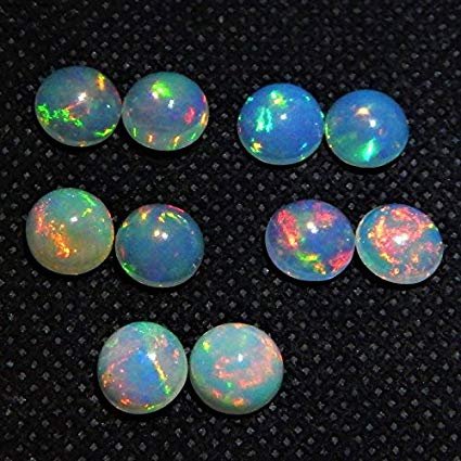 Earth Gems Park Super Fine Quality Gems Jewelry 4.5 MM 10 PIECE NATURAL ETHIOPIAN WELO FIRE OPAL CABOCHON'S Code:- BF-34329