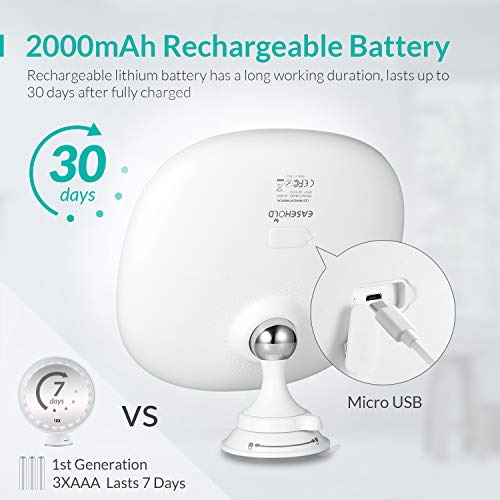 Easehold Espejo Baño con Luz y Ventosas Espejo de Maquillaje 7X Aumento Pared Cosmético y Afeitar Espejo Recargable