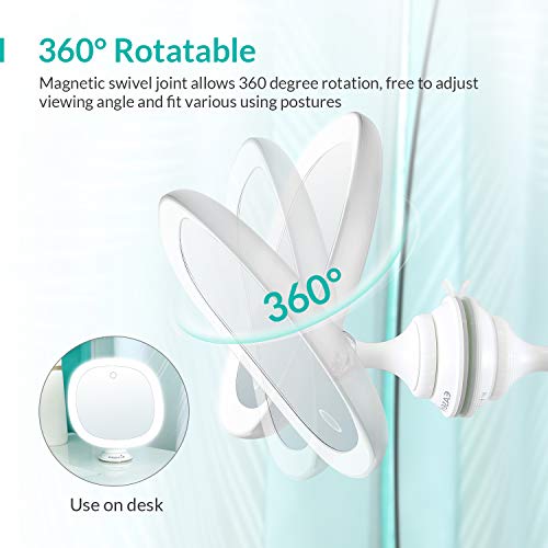 Easehold Espejo Baño con Luz y Ventosas Espejo de Maquillaje 7X Aumento Pared Cosmético y Afeitar Espejo Recargable