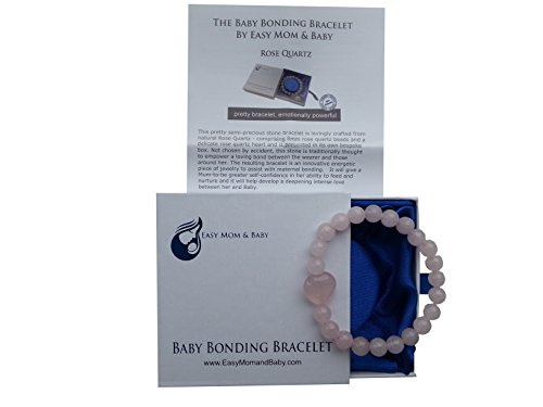 Easy Mom and Baby - Pulsera para bebé y madre, perlas de cuarzo rosa, para crear una conexión durante la lactancia materna rosa Rosa. Talla:neues Design