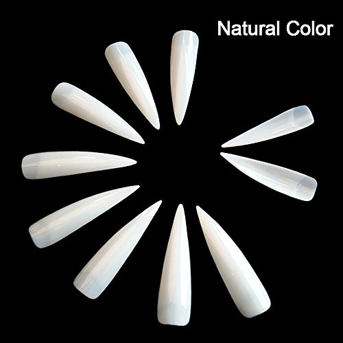 Ebanku 500 piezas Largo Puntas de Uñas Postizas Estilete, 10 Tamaños Artificial de Acrílico de Falso Uñas Clavo Para Familia de Bricolaje o Uso Profesional del Salón