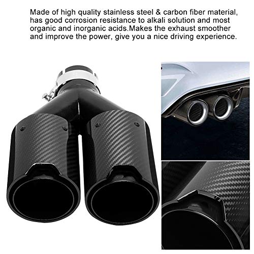 EBTOOLS Tubo de Escape Doble de Fibra de Carbono Punta Trasera M Rendimiento Cola de Garganta Universal 63-93mm