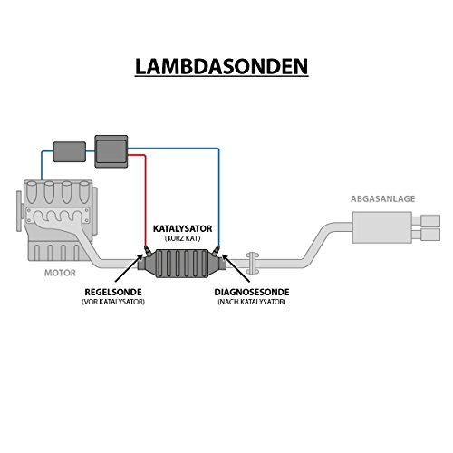 ECD Germany LS025 Sonda Lambda - Sonda de control de 4 polos - Sensor de oxígeno de 4 polos - Sonda Lambda de 4 polos para automóviles - Sonda de diagnóstico - Sensor universal de oxígeno